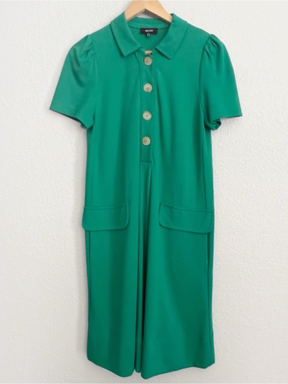 Me+Em Parakeet Polo Collar Swing Dress Mod Retro Swing Preppy Ponte Knit SZ 6